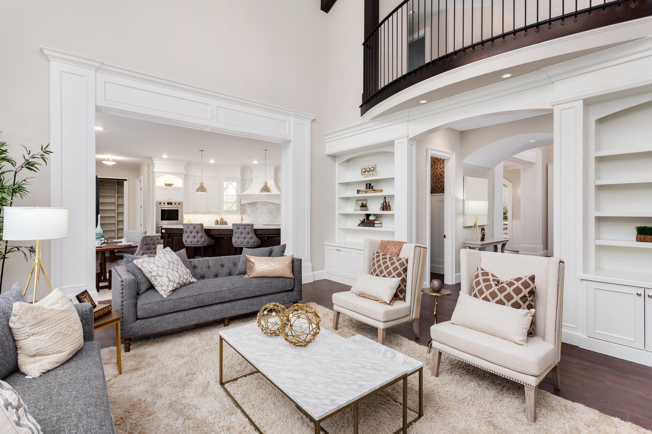 living room in newly constructed luxury home