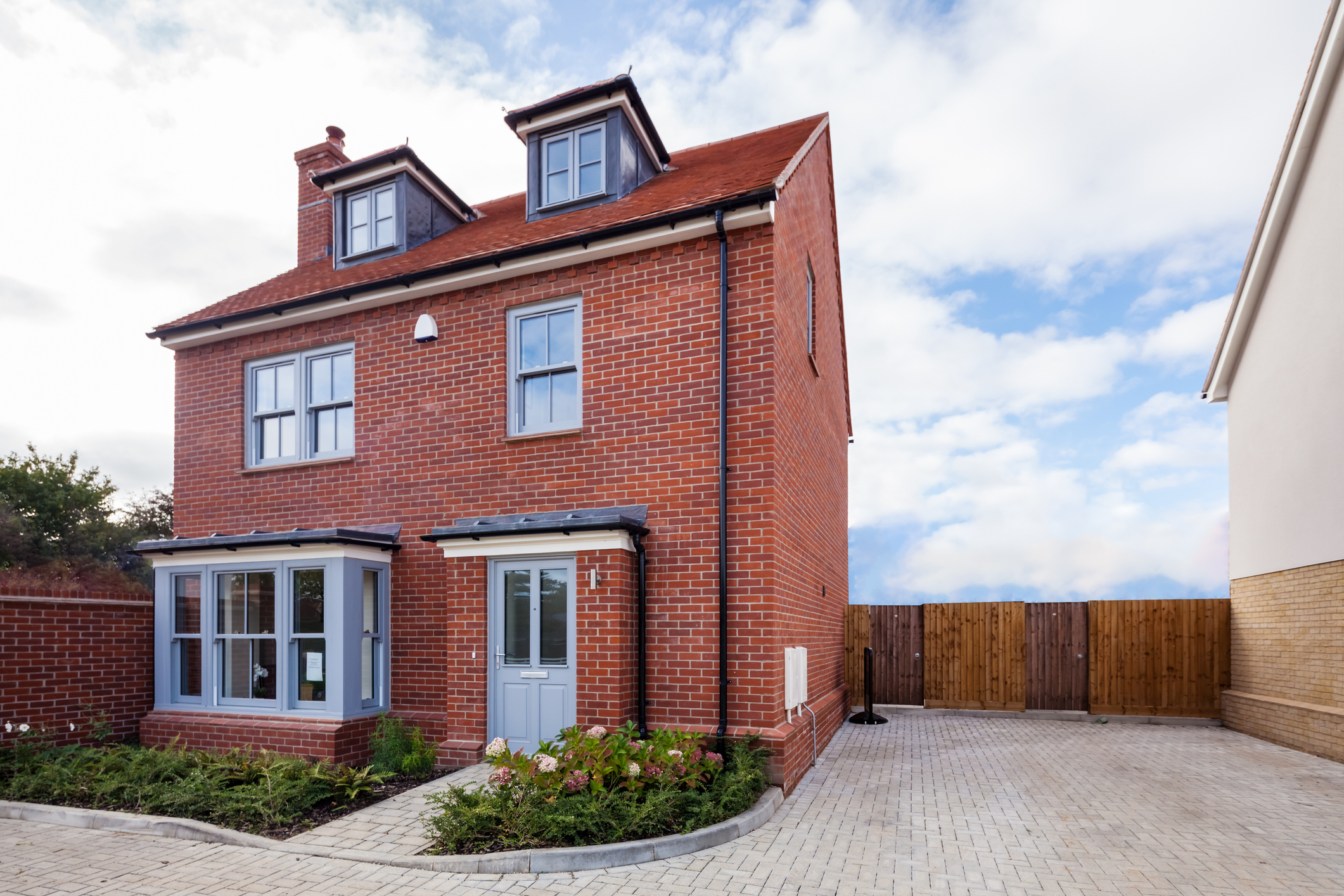 Great Chesterford, Essex, England - October 27 2018: Just completed detached show home on recently constructed Essex village housing development.